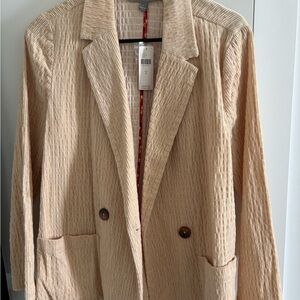 Anthropologie Tan Textured Blazer